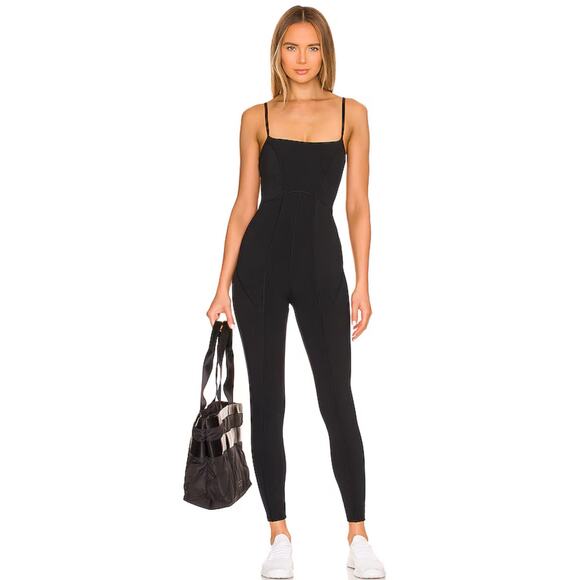 L. Space Go The Distance Jumpsuit Black Stretch Women's Medium - Picture 1 of 11